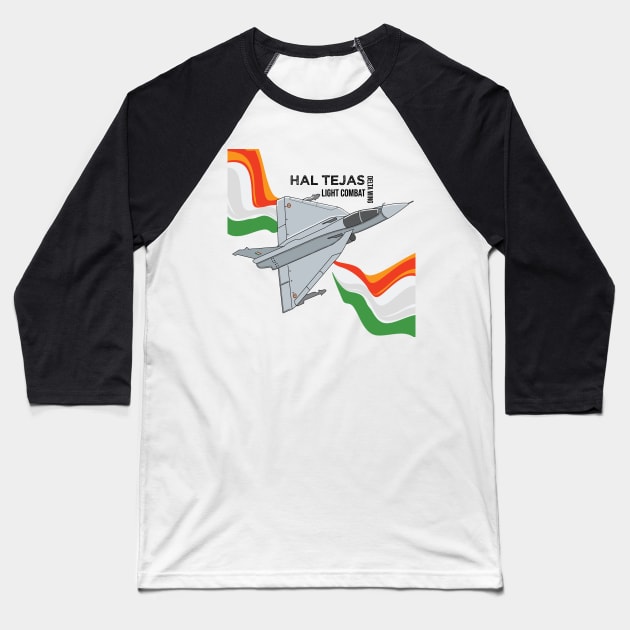 HAL Tejas Indian Fighter Fighterjet Aircraft India Pride Baseball T-Shirt by alltheprints